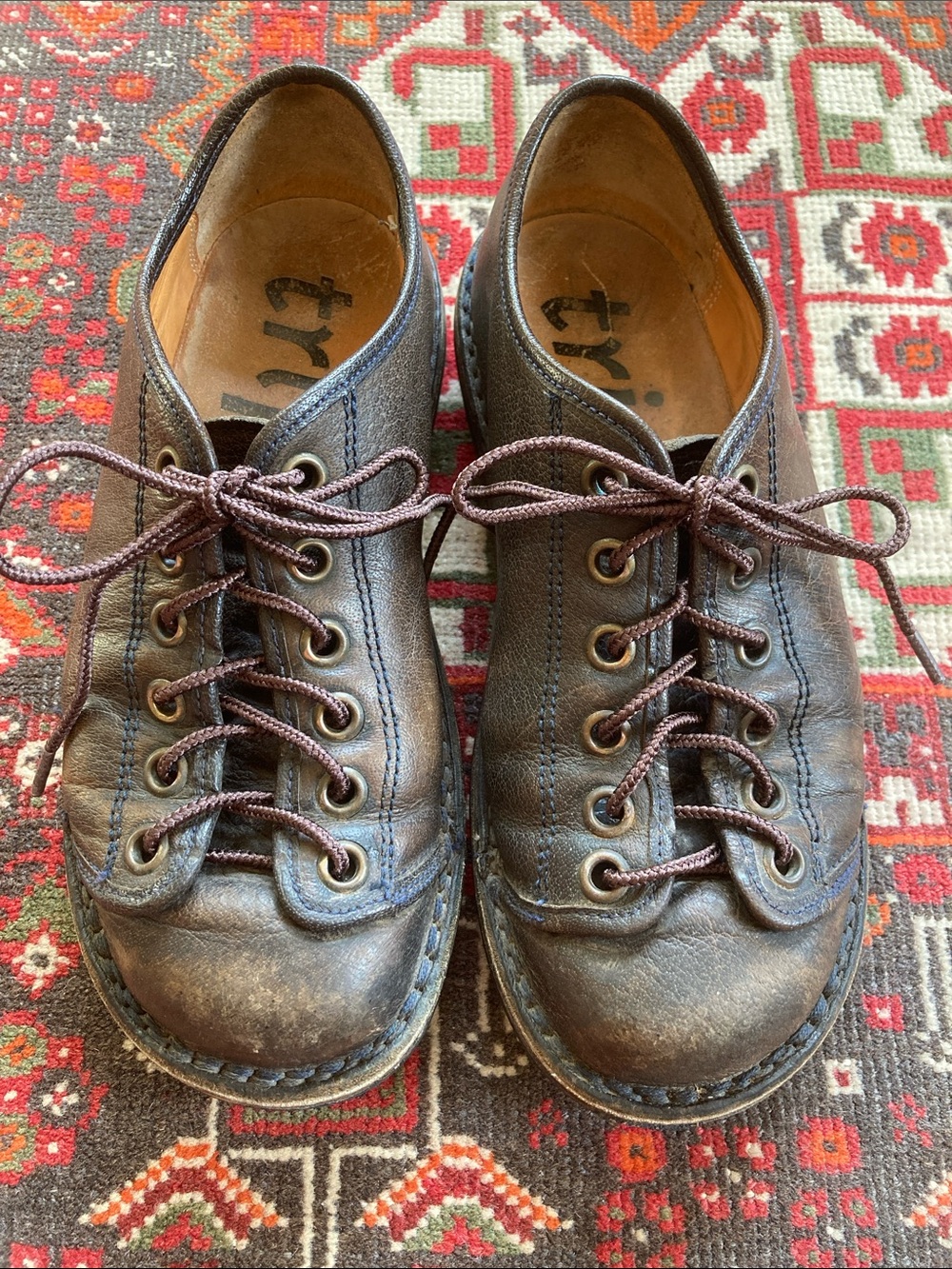 Trippen Brown Leather Lace-Up shoes German 36 6.5 to 7 rare grommets work arty